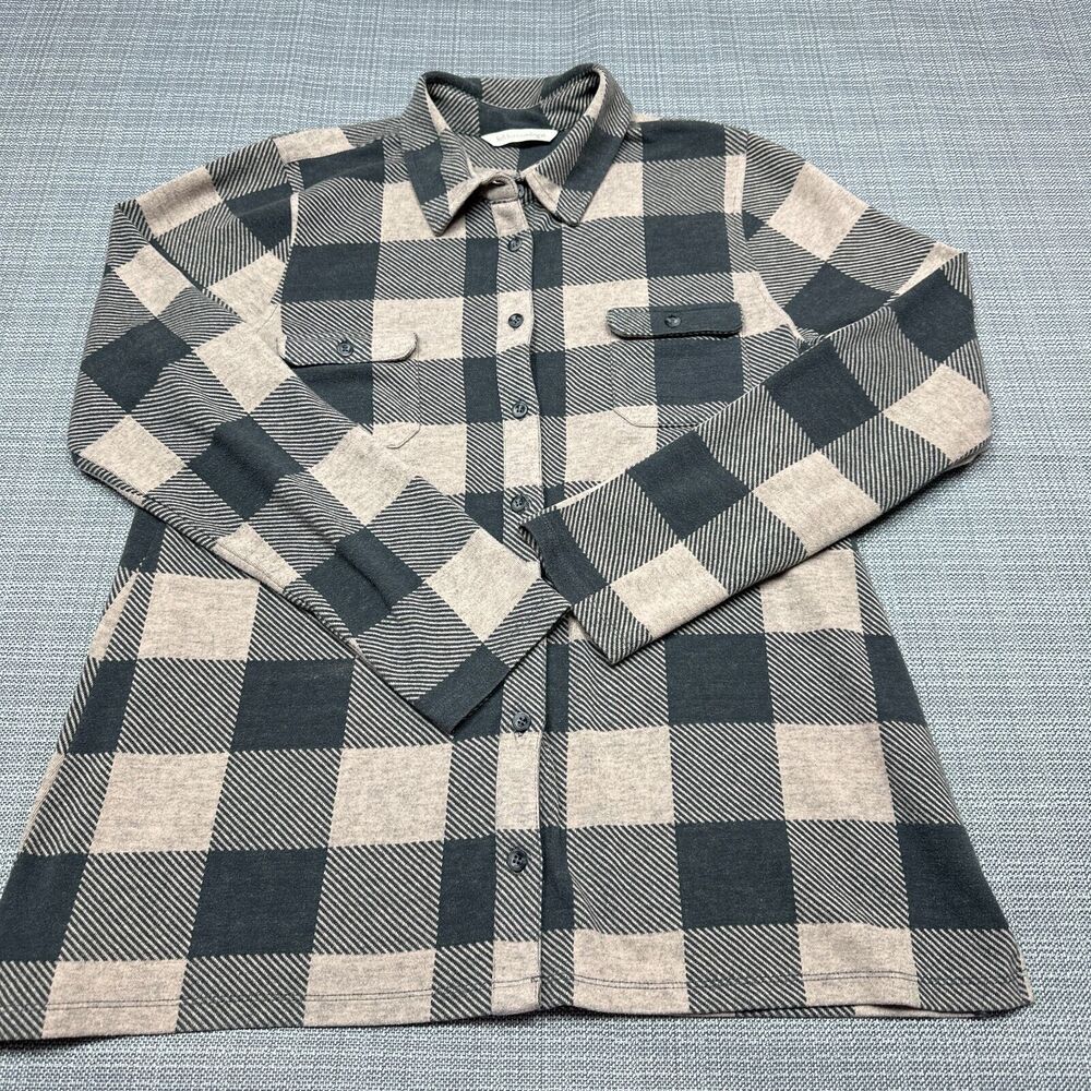 Soft Surroundings Sweater Shirt Womens‎ Medium Check Pattern Cabin Cozy Comfort